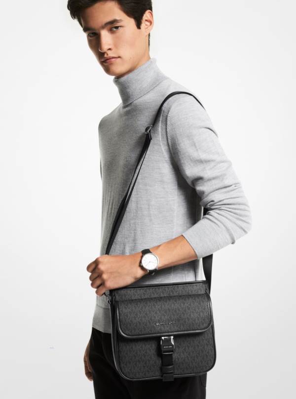 Panske Crossbody Kabelka Michael Kors Cooper Logo Čierne - Tasky Michael Kors Vypredaj | SIGNM-9584